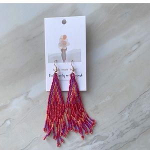 Handmade Beaded Drop Earrings NWT